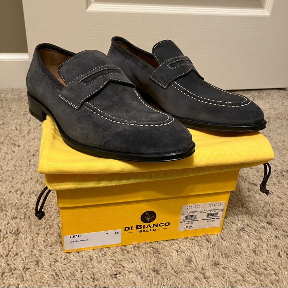 Di Bianco Loafers SUEDE Asphalt (GRAY) GB316 - Sz US 7 Made in Italy NEW!